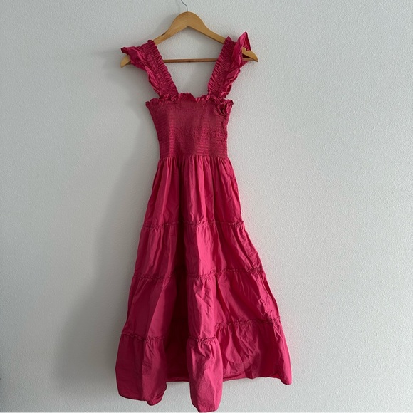 Quince Midi Dress Womens Small Pink Smocked Organic Cotton Versatile Ruffles - Picture 2 of 6